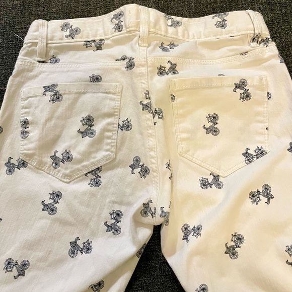 Girl’s Oshkosh B’gosh White Denim Pants with Bicycle Print - Picture 1 of 3